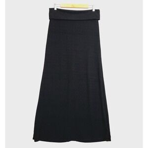 URBAN RENEWAL Stretch Crepe Maxi Skirt Fold Over Waist Size Large‎ Black